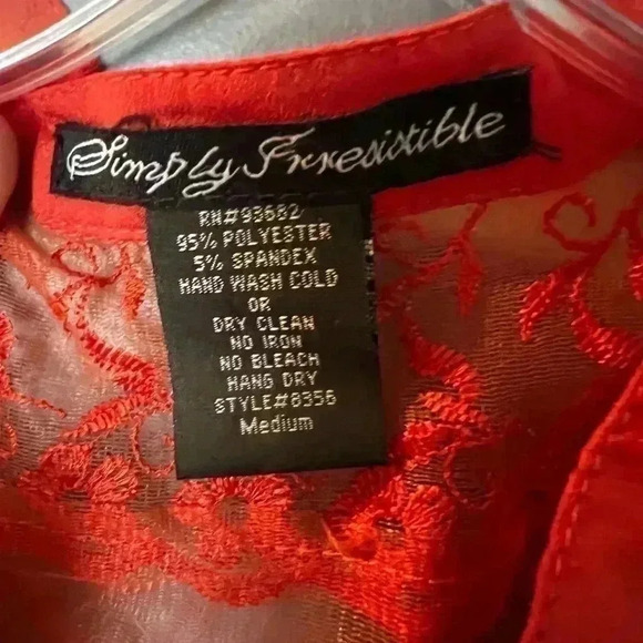 Salmon Colored Sheer Lacy Blouse. Size M. Simply Irresistible. Tie Waist. - Picture 3 of 3